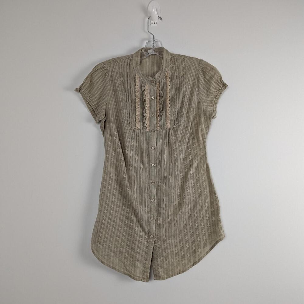 August Silk Women's Vintage-Inspired Lace Detail Blouse Size L